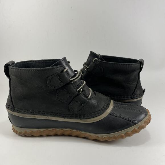 Sorel Out N About Duck Boots Womens Size 6 Ankle Booties Waterproof Rain Black - Picture 5 of 11
